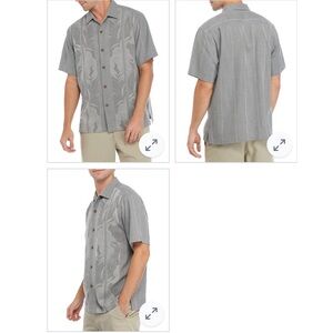 Like New Tommy Bahama - Tahitian Border - Camp Style Silk Shirt ST324790 Gray XL
